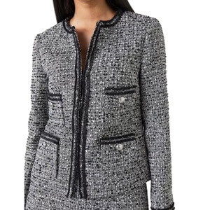 L.K. Bennett Charlie Black & Ivory Tweed & Trim Jacket
